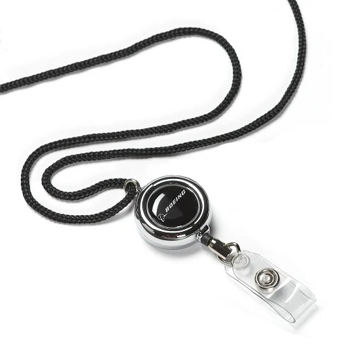 Boeing Chrome Retractable Breakaway Badge Lanyard