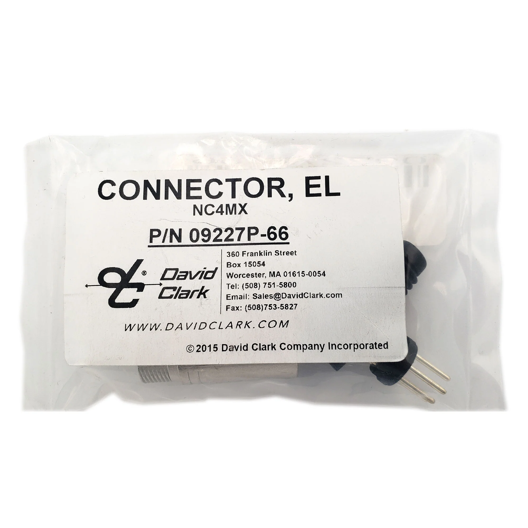 David Clark NC4MX Connector Aviation Headset Electrical 09227P-66