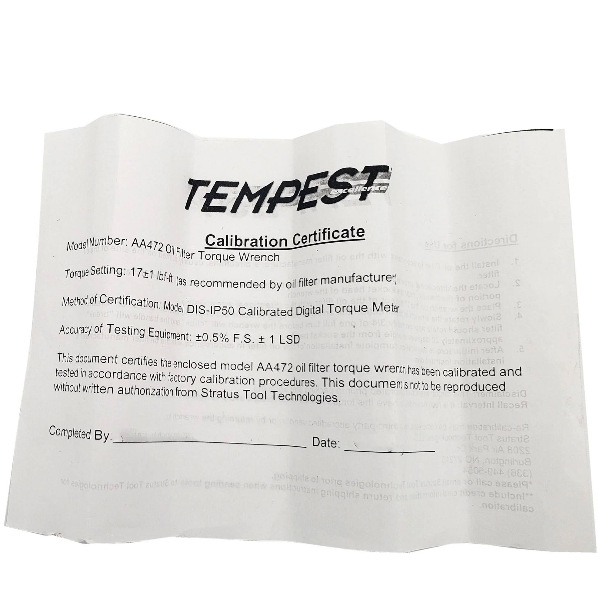 Tempest - Oil Filter Torque Wrench | AA472 - Image 6